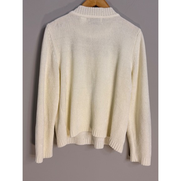 Alfred Dunner Petite Mock Neck Embellished Sweater Cream Ivory Beaded Sequins PL - Picture 4 of 4